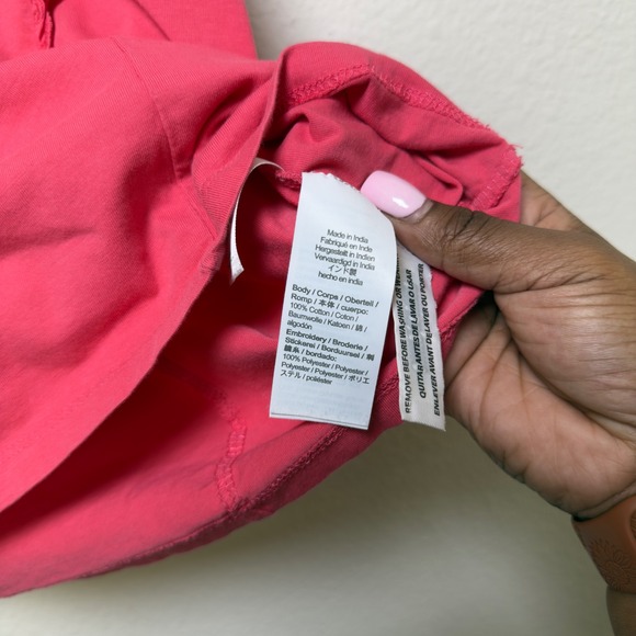 J. Crew Women Preppy 100% Cotton Top XL Pink Eyelet Flutter Ruffle Spring Boho - Picture 6 of 8